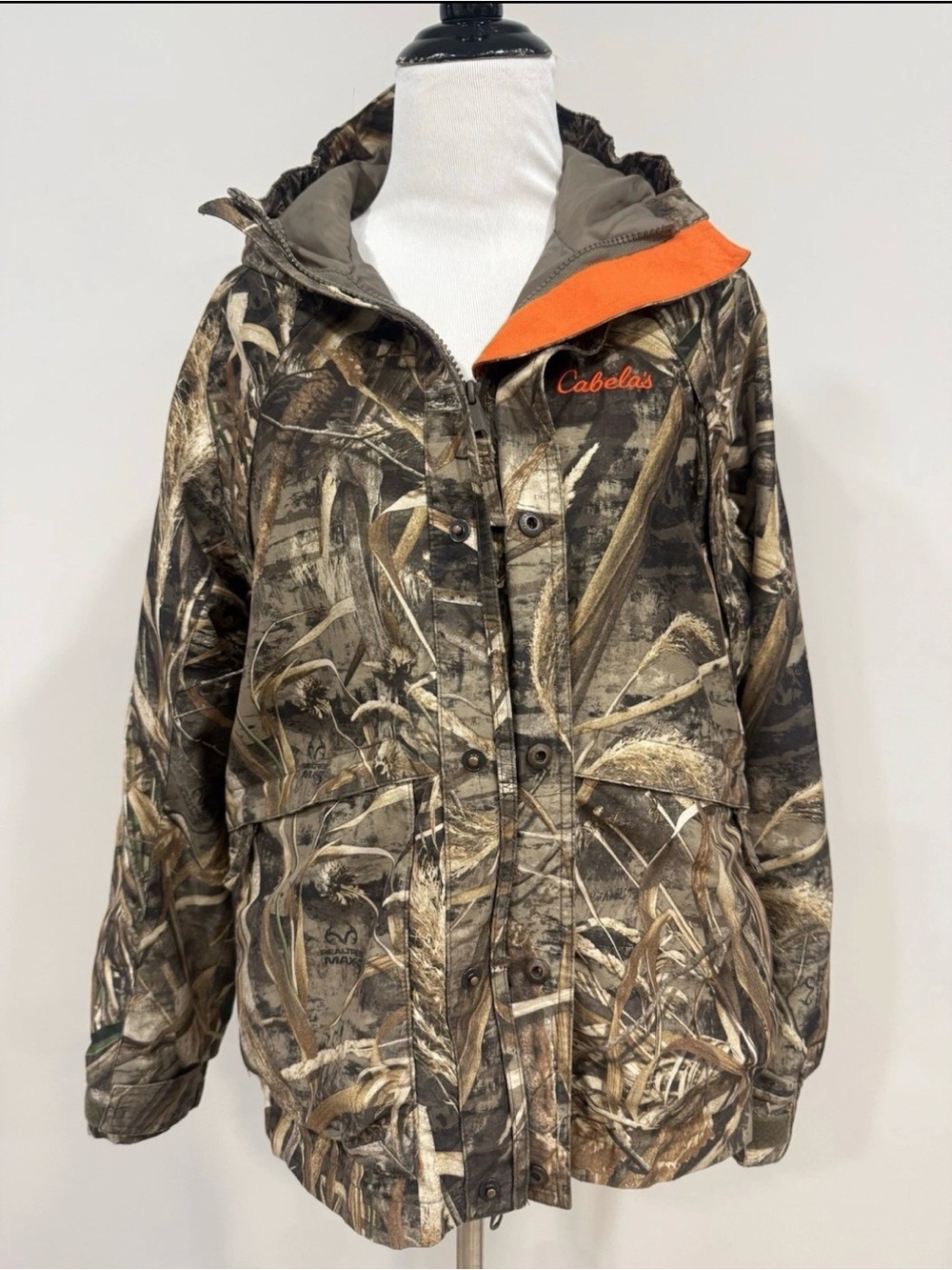 Cabela’s Realtree Max-5 Insulated Hunting Jacket Youth Large Hooded Camo